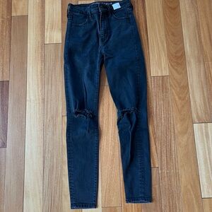 Black super stretch skinny jeans American eagle